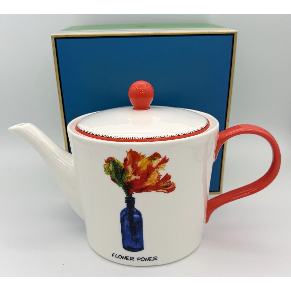 Spode Kit Kemp Doodles Teapot 32 oz Flower Power Fine China New T2204 2022